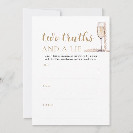 Gold Pearls en Prosecco Twee waarheden en een leug Kaart (Voorkant)