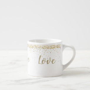 Gold Peitite Stars Love Espresso Mug