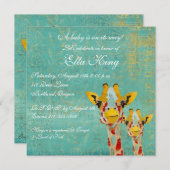 Gold Peking Giraffe Baby Uitnodiging (Voorkant / Achterkant)