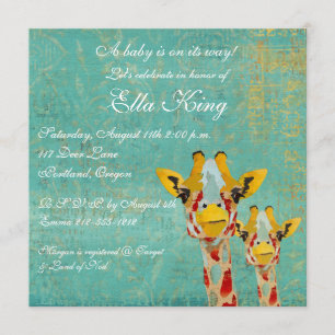 Gold Peking Giraffe Baby Uitnodiging