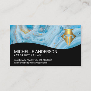 Gold Pen   Rechtenschaal Logo   Blauwe marmer Visitekaartje