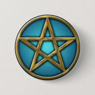 Gold Pentacle op water Ronde Button 5,7 Cm