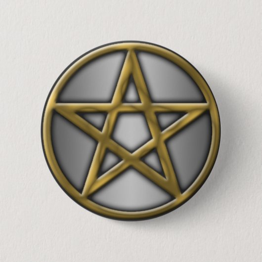 Gold Pentacle op zilver Ronde Button 5,7 Cm (Voorkant)