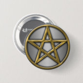 Gold Pentacle op zilver Ronde Button 5,7 Cm (Voorkant /achterkant)