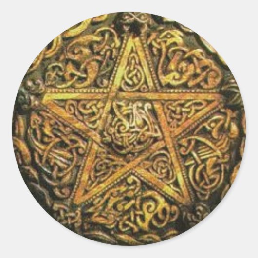 Gold Pentacle Ronde Sticker (Voorkant)