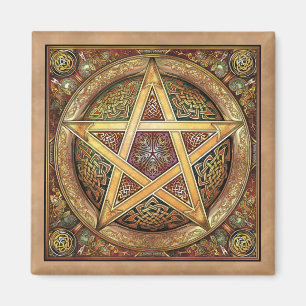 Gold Pentacle Square Magnet Magneet