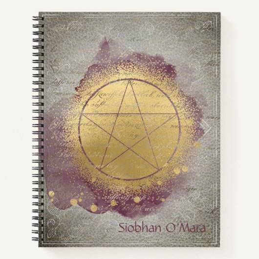 Gold Pentagram Wiccan Journal Notitieboek (Voorkant)