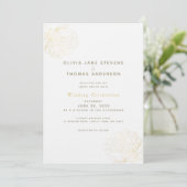 Gold Peonies Elegant Modern Classic Floral Wedding Kaart (Staand voorkant)