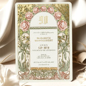 Gold Peonies Vintage Anniversaire Invitation