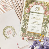 Gold Peonies Vintage Anniversaire Invitation