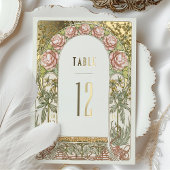 Gold Peonies Vintage Wedding Numéros de table