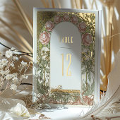 Gold Peonies Vintage Wedding Numéros de table