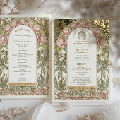 Gold Peonies Vintage Wedding Programme