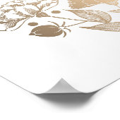 Gold Peonies Wreath Élégante Affiche de bienvenue  (Coin)