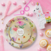 Gold Peony Floral Papieren Bordje (Feest)