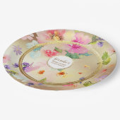 Gold Peony Floral Papieren Bordje (Gekanteld)