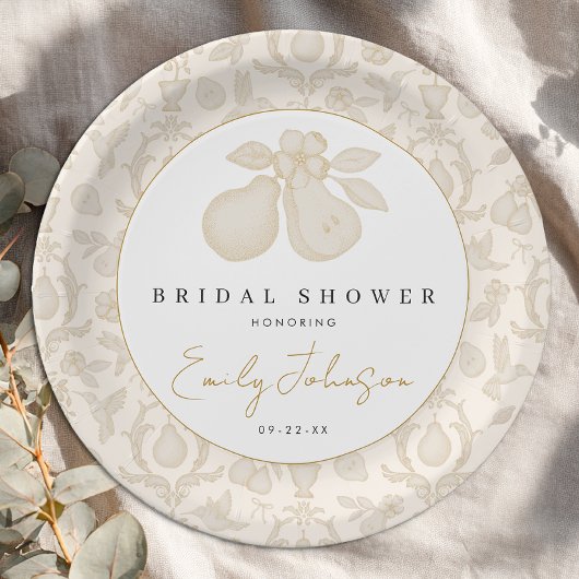 Gold Perfect Pear Vrijgezellenfeest Dinner Bord