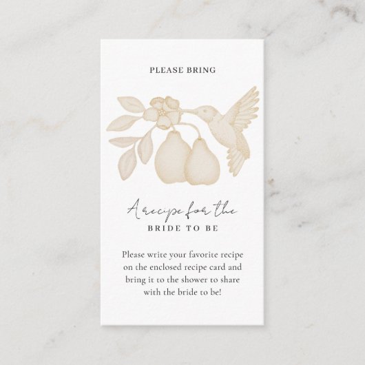 Gold Perfect Pear Vrijgezellenfeest Recept Kaart I (Voorkant)