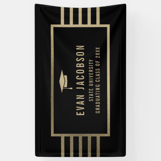 Gold Pet bewerkbare kleurenbanner Afstuderen Spandoek (Verticaal)