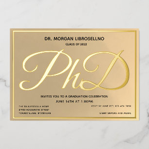 Gold PhD-Afstuderen Folie Uitnodiging
