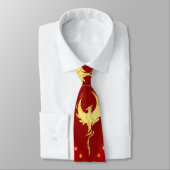 Gold Phoenix en lotus symbool patroon op rood Stropdas (Gebonden)