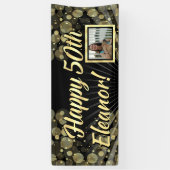 Gold Photo 50th Birthday Party Banner (Verticaal)