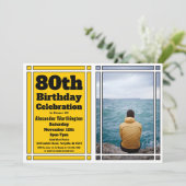 Gold Photo 80th Birthday Party Invitation (Debout devant)