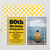 Gold Photo 80th Birthday Party Invitation (Devant / Derrière)