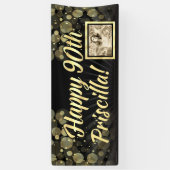 Gold Photo 90th Birthday Party Decoration Spandoek (Verticaal)