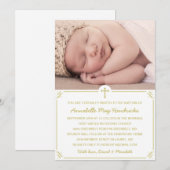 Gold Photo Baptême / Invitation Christening (Devant / Derrière)