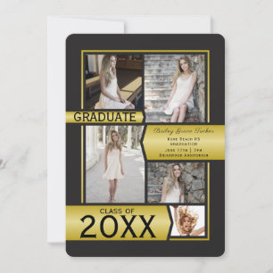 Gold Photo Collage-klasse van elk jaar Afstuderen Aankondiging