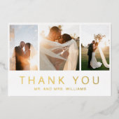 Gold Photo Collage Mariage Carte de remerciements (Recto)