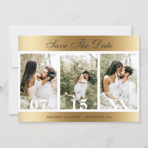 Gold Photo Collage Wedding Save The Date