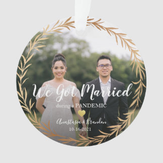 Gold Photo gehuwd tijdens pandemische kerstmis Ornament