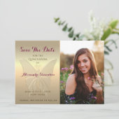 Gold Photo Quinceanera Save The Date (Staand voorkant)
