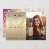Gold Photo Quinceanera Save The Date (Voorkant / Achterkant)