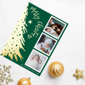 Gold Pine Tree 3 Fotocollage Kerstmis Folie Feestdagen Briefkaart
