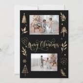 Gold Pine Tree Branch Foto Vrolijk Kerstfeest (Voorkant)