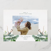 Gold Pine Tree Merry kerst Emerald Foto Folie Feestdagenkaart (Achterkant)