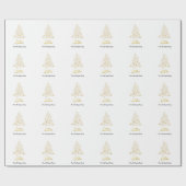 Gold Pine Tree Stars Merry kerst Cadeaupapier (Vlak)