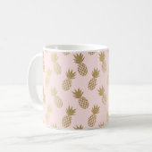 Gold Pineappel Pattern & Monogram Koffiemok (Voorkant links)