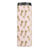 Gold Pineappel Pattern & Monogram Thermosbeker (Achterkant)