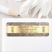 Gold Pineapple Brown Marble Stone Address Label (Insitu)