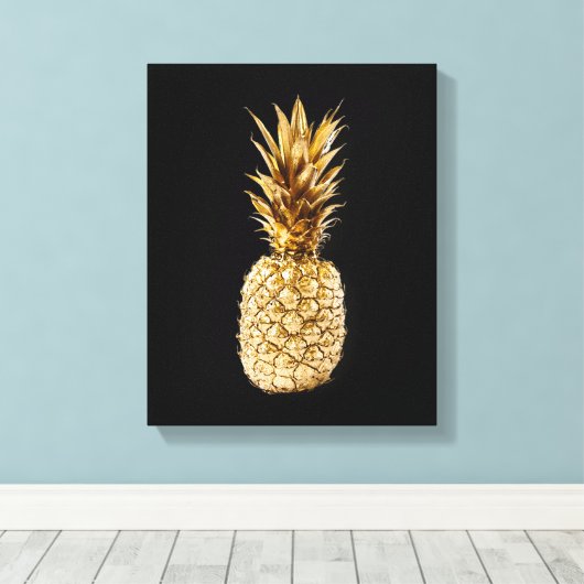 Gold Pineapple Canvas afdrukken (Insitu (Houten vloer))