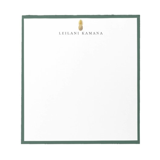 Gold Pineapple Logo Groene Lijst Notitieblok (Voorkant)