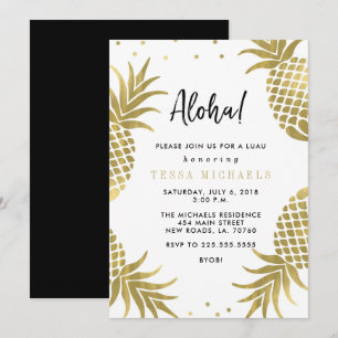 Gold Pineapple Luau Party-uitnodigingen Kaart