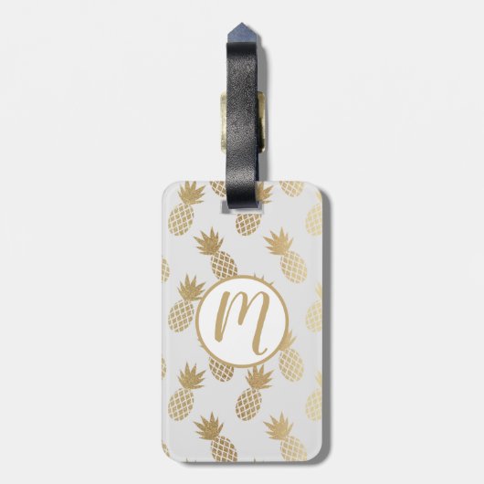 Gold Pineapple Pattern Bagagelabel (Achterkant verticaal)