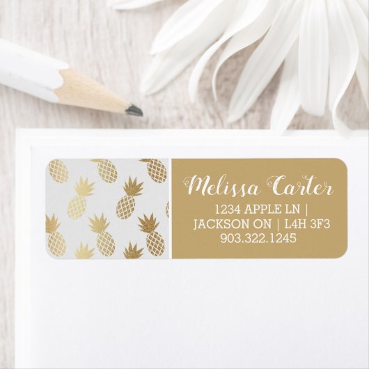 Gold Pineapple Pattern Etiket (Insitu)