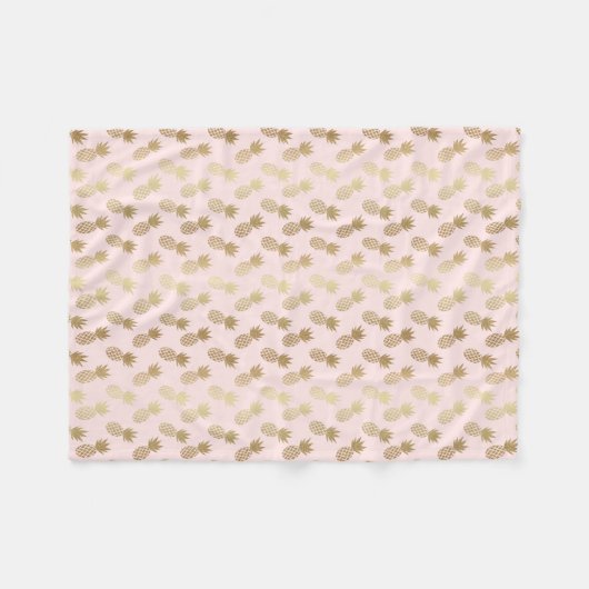 Gold Pineapple Pattern Fleece Deken (Voorkant (Horizontaal))