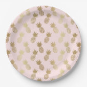 Gold Pineapple Pattern Papieren Bordje (Voorkant)
